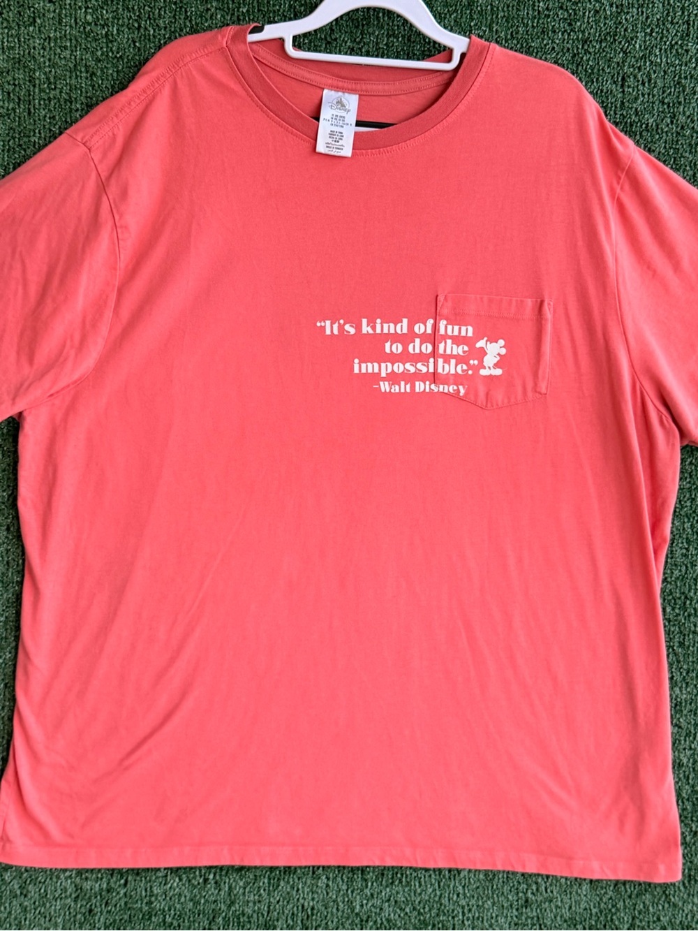 Coral Pocket Tee with Walt Disney Quote XXL